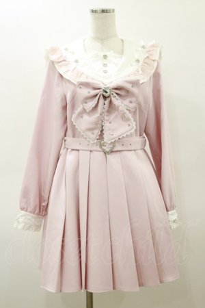 画像: DearMyLove / ハートビジューリボンレース学園ワンピース LL ピンク H-26-03-05-1081-EL-OP-NS-ZH