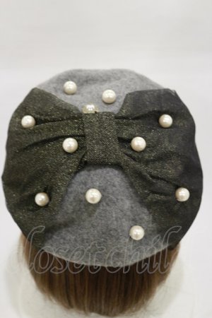 画像: metamorphose / チュールリボンベレー帽  グレー H-26-03-05-1009-ME-AC-NS-ZH