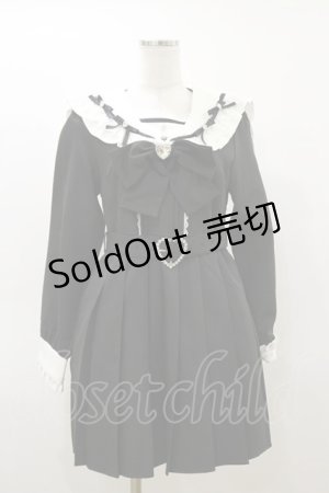 画像: DearMyLove / セーラービジューレースフリルワンピース LL ブラック H-26-03-05-1082-EL-OP-NS-ZH