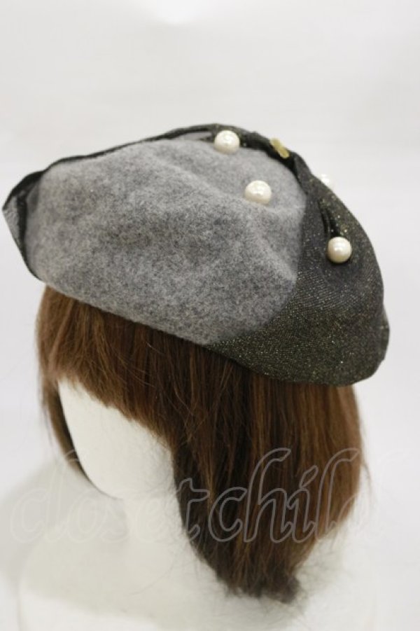 画像2: metamorphose / チュールリボンベレー帽  グレー H-26-03-05-1009-ME-AC-NS-ZH (2)