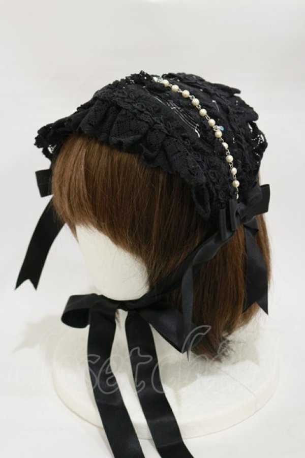 画像1: ALICE and the PIRATES / L’ecrin de votre gauche〜影絵の世界で紡ぐ歌〜柄ヘッドドレス  ブラック H-26-03-05-1016-PA-AC-NS-ZH (1)