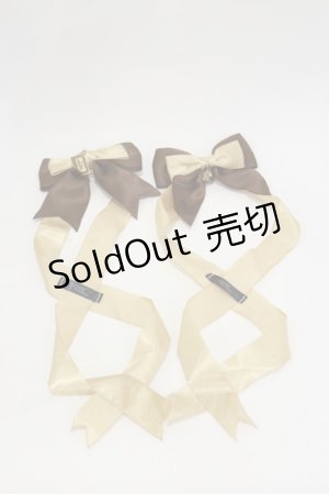 画像: LOTUS ribbon / ツインリボンバレッタ  ブラウン H-26-03-05-1017-EL-AC-NS-ZH