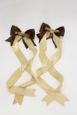 画像2: LOTUS ribbon / ツインリボンバレッタ  ブラウン H-26-03-05-1017-EL-AC-NS-ZH (2)