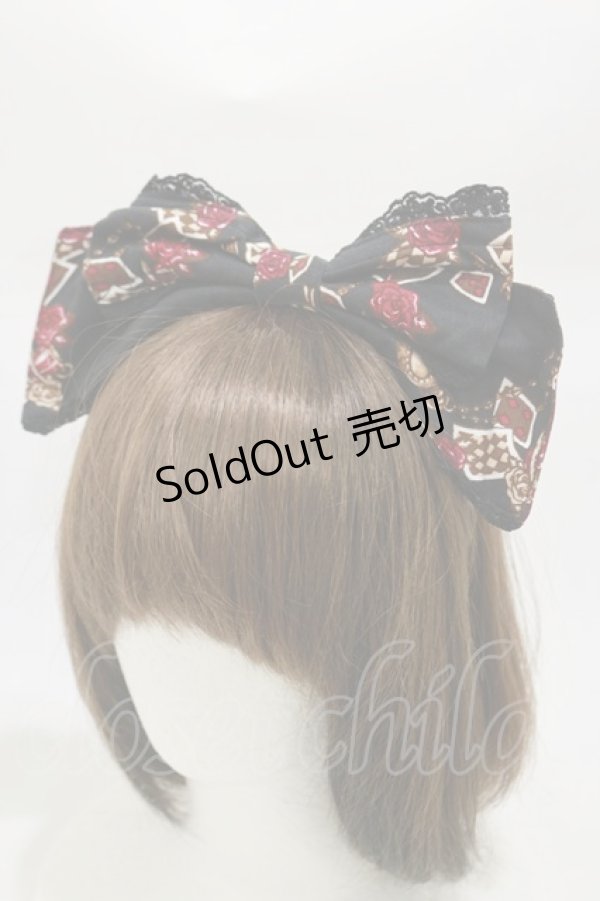 画像1: ALICE and the PIRATES / いばらうさぎのペイサージュ柄カチューシャ  ブラック H-26-03-05-1020-PA-AC-NS-ZH (1)