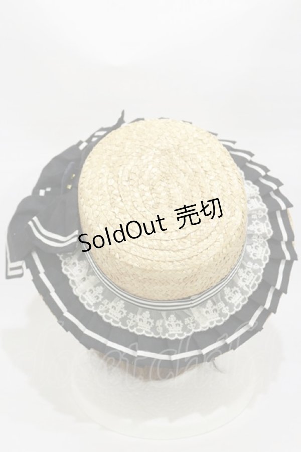 画像2: Angelic Pretty / Vintage Marineストローハット  ナチュラル/ブラック H-26-03-05-1024-AP-AC-NS-ZH (2)