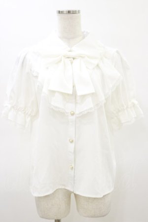 画像: majoretty / リボンブラウス L 白 H-26-03-05-1036-GO-BL-NS-ZH