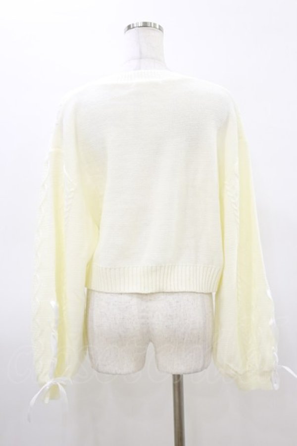 画像2: Lily Merry / もえにゃ/ニットカーディガン L オフ H-26-03-05-1040-LO-TO-NS-ZH (2)