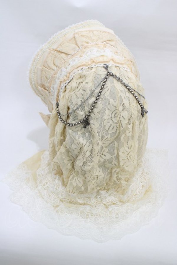 画像2: Ozz oneste / ヴェール付ボンネット  アイボリー H-26-03-05-009-OO-AC-KB-ZH (2)