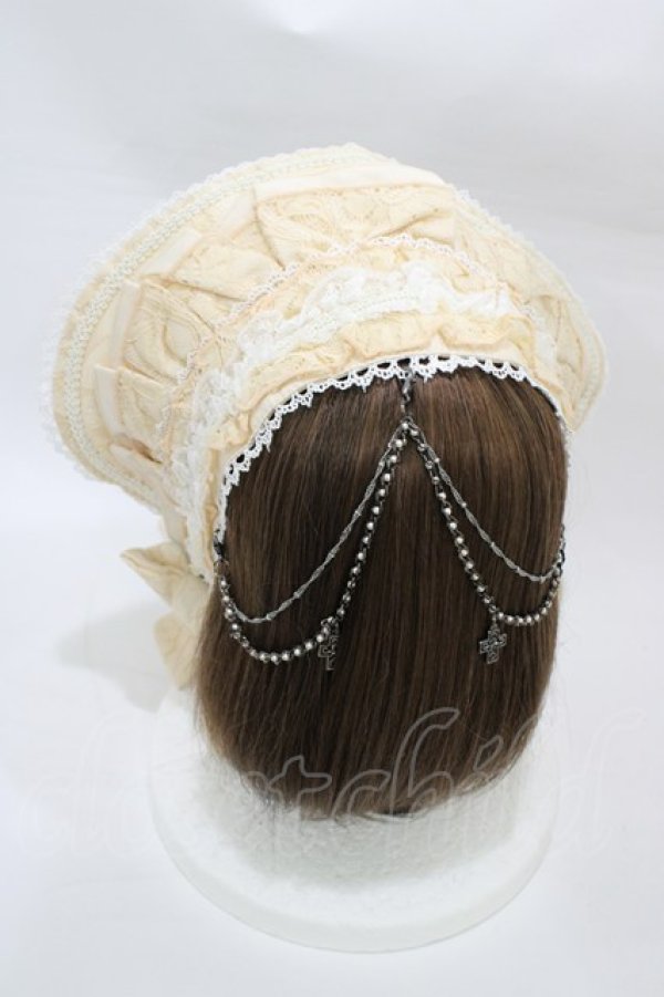 画像4: Ozz oneste / ヴェール付ボンネット  アイボリー H-26-03-05-009-OO-AC-KB-ZH (4)