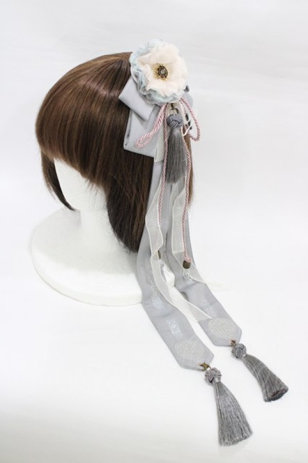 画像1: OZZ ANGELO / 流水羽衣天女ロングリボン  グレー H-26-03-05-010-OO-ZA-KB-ZH (1)