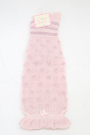 画像: Shirley Temple / ラメドットボーダーハイソックス  ピンク H-26-03-05-012-ET-ZA-KB-ZH