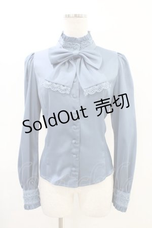 画像: Sheglit / スタンドカラーリボンジャボブラウス L ダルブルー H-26-03-05-015-EL-BL-KB-ZH