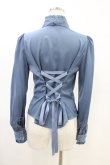 画像2: Sheglit / スタンドカラーリボンジャボブラウス L ダルブルー H-26-03-05-015-EL-BL-KB-ZH (2)