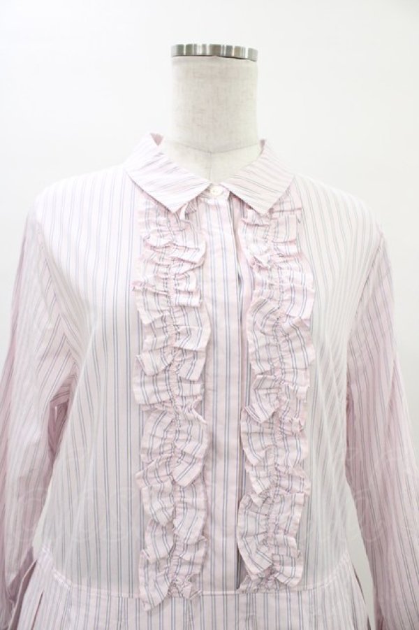 画像4: Jane Marple Dans Le Salon / ストライプとD’anjo coastのシャツドレス  ピンクミックス H-26-03-05-021-JM-OP-KB-ZH (4)