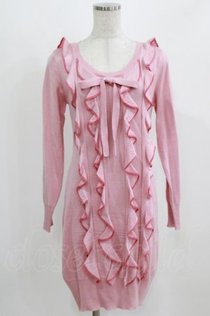 画像: MILK / フリルフルニットワンピ  ピンク H-26-03-06-024-ML-OP-AK-ZH