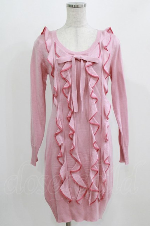 画像1: MILK / フリルフルニットワンピ  ピンク H-26-03-06-024-ML-OP-AK-ZH (1)