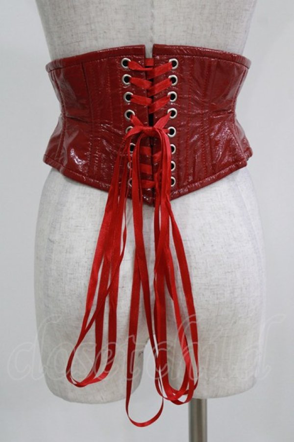 画像3: DESIGN BUCKER / エナメルショートコルセット  ボルドー H-26-03-06-025-PU-ZA-KB-ZH (3)