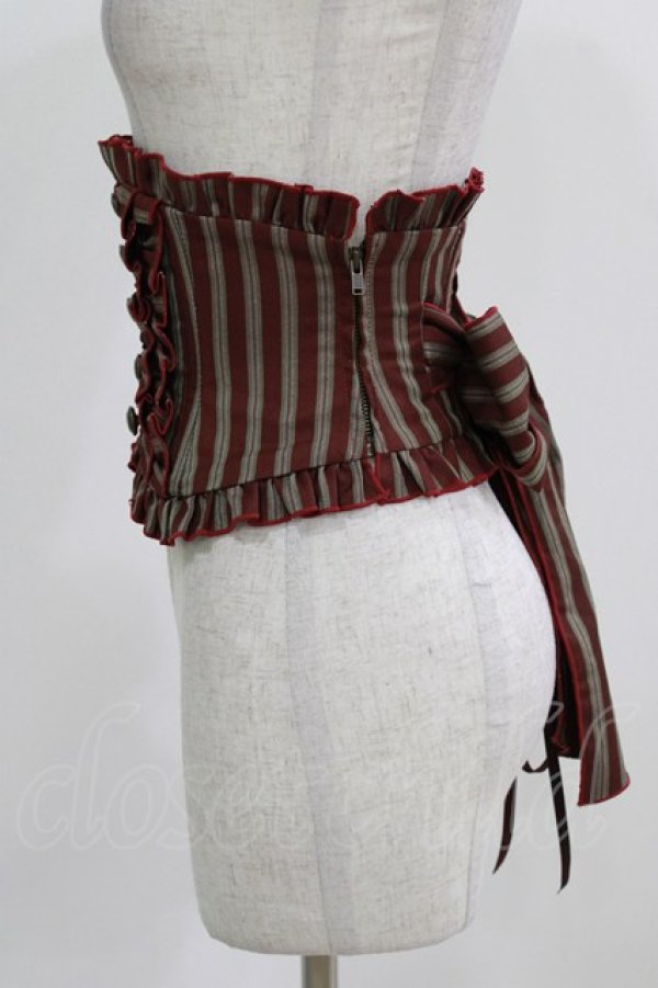 画像2: Sheglit / フリルリボンコルセット M ボルドーストライプ H-26-03-06-026-EL-ZA-KB-ZH (2)