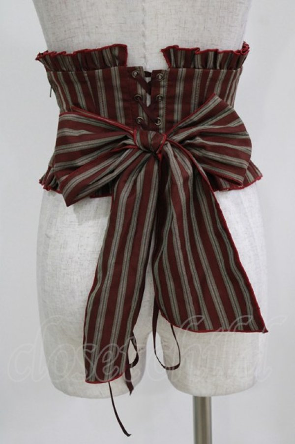 画像3: Sheglit / フリルリボンコルセット M ボルドーストライプ H-26-03-06-026-EL-ZA-KB-ZH (3)