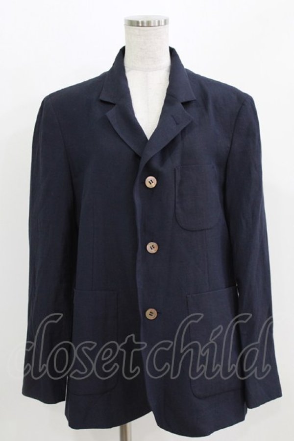 画像1: Jane Marple Dans Le Salon / Vintage linen blazer jacket M ネイビー H-26-03-06-031-JM-JA-AK-ZH (1)