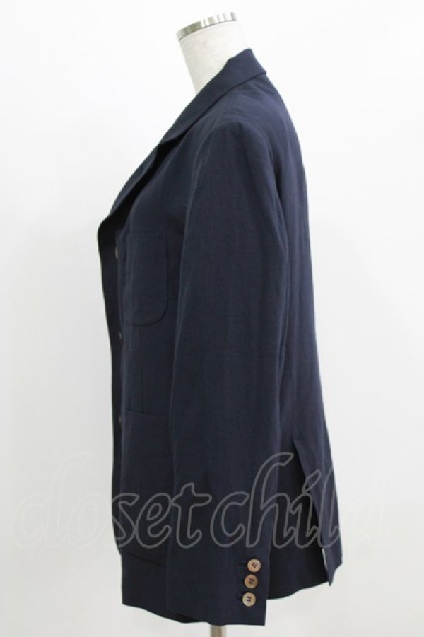 画像2: Jane Marple Dans Le Salon / Vintage linen blazer jacket M ネイビー H-26-03-06-031-JM-JA-AK-ZH (2)