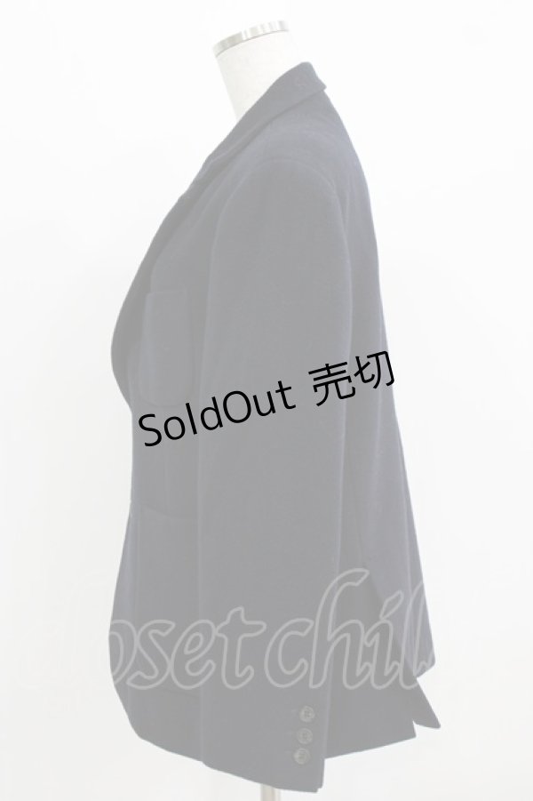 画像2: Jane Marple Dans Le Salon / Geelong lambs beaver blazer jacket M ネイビー H-26-03-06-032-JM-JA-AK-ZH (2)