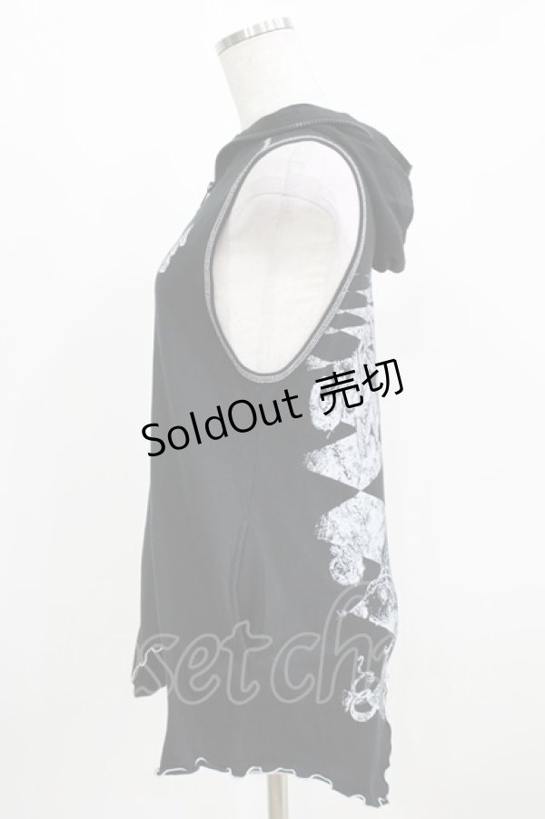 画像2: ALGONQUINS / フードZIPベスト  ブラック H-26-03-06-047-AL-TO-KB-ZH (2)