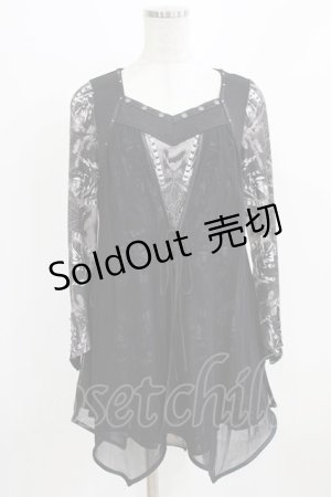 画像: Ozz Croce / メッシュレイヤードチュニック  ブラック H-26-03-06-049-OO-TO-KB-ZH