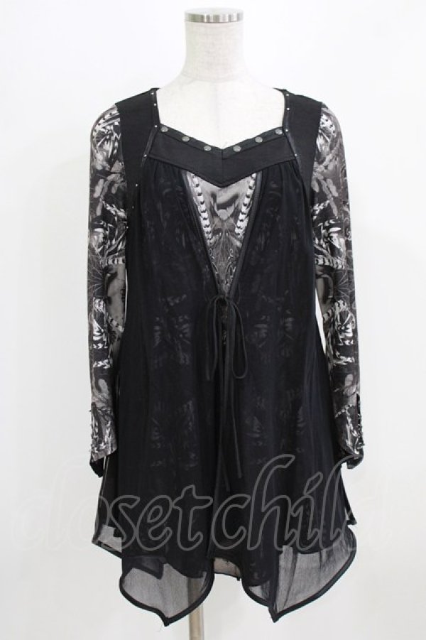 画像1: Ozz Croce / メッシュレイヤードチュニック  ブラック H-26-03-06-049-OO-TO-KB-ZH (1)