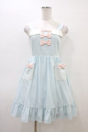 画像: DearMyLove / ストライプ切替ジャンパースカート M サックス H-26-03-06-1031-EL-OP-NS-ZH