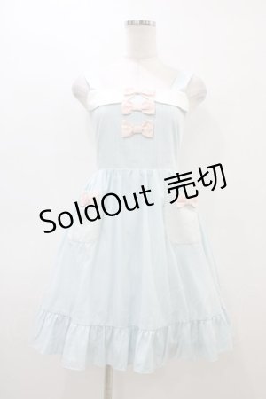 画像: DearMyLove / ストライプ切替ジャンパースカート M サックス H-26-03-06-1031-EL-OP-NS-ZH