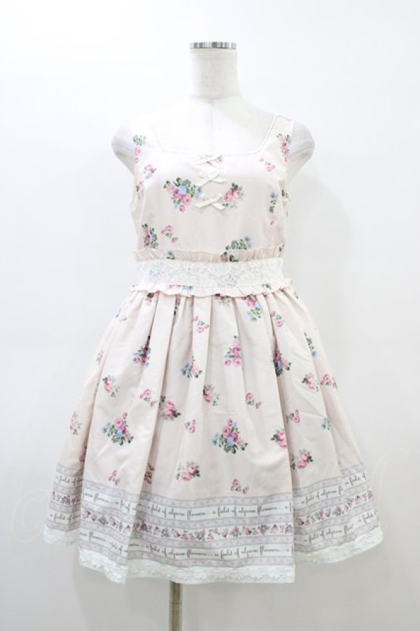 画像1: Ank Rouge / フラワーブーケパネルプリントジャンパースカート M ピンク H-26-03-06-1033-CA-OP-NS-ZH (1)