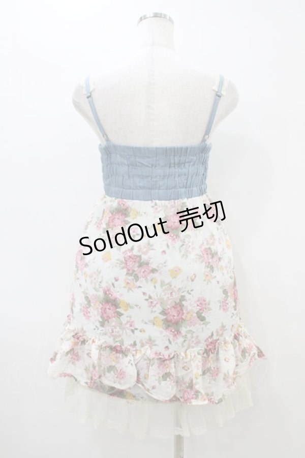 画像2: axes femme / 胸元リボン花柄ベビードール M オフ/ブルー H-26-03-06-1037-AX-OP-NS-ZH (2)