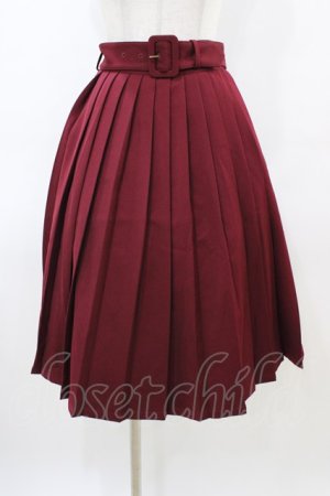 画像: Fi.n.t / 太ベルト付きプリーツスカート Free Bordeaux H-26-03-06-1038-CA-SK-NS-ZH