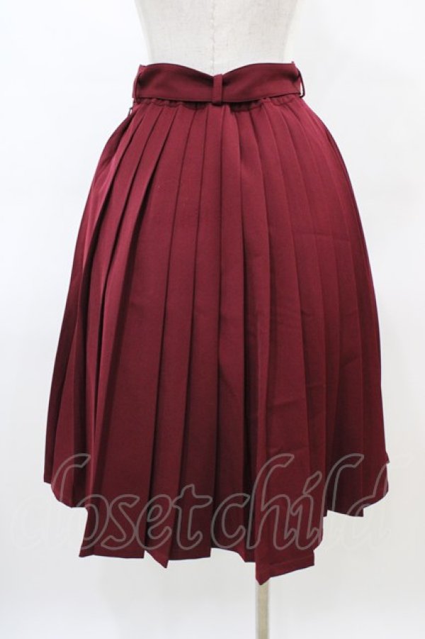 画像2: Fi.n.t / 太ベルト付きプリーツスカート Free Bordeaux H-26-03-06-1038-CA-SK-NS-ZH (2)