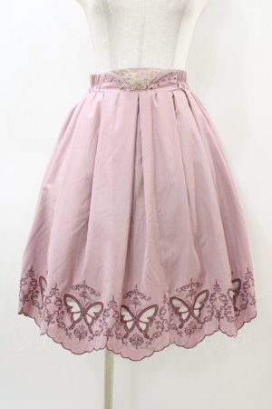 画像: axes femme POETIQUE / 蝶柄透かし刺繍スカート M ピンク H-26-03-06-1040-AX-SK-NS-ZH