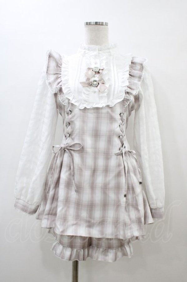 画像1: NOEMIE / さきまるちゃんコラボ/ハートチョーカーシアーチェックWスピンドルセットアップ Free ピンク H-26-03-06-1048-LO-OP-NS-ZH (1)