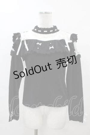 画像: NOEMIE / メニーパールリボンデコルテレースカットソー M ブラック H-26-03-06-1056-LO-TO-NS-ZH