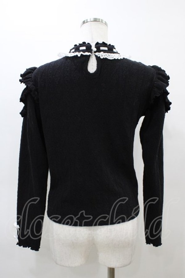 画像2: NOEMIE / メニーパールリボンデコルテレースカットソー M ブラック H-26-03-06-1056-LO-TO-NS-ZH (2)