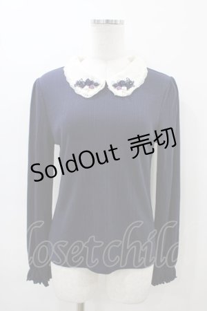 画像: axes femme / リボン刺繍プルオーバー M ネイビー H-26-03-06-1057-AX-TO-NS-ZH