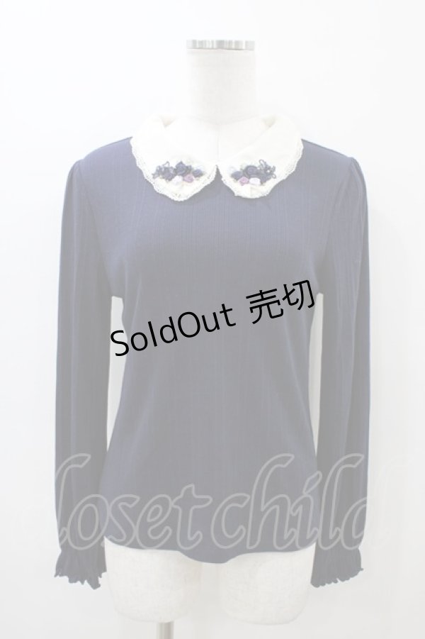 画像1: axes femme / リボン刺繍プルオーバー M ネイビー H-26-03-06-1057-AX-TO-NS-ZH (1)