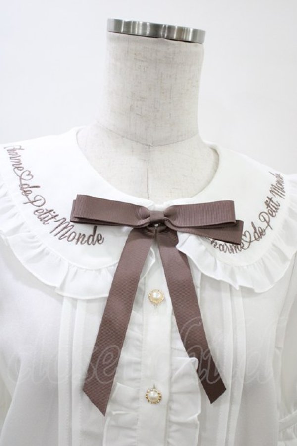 画像3: Amavel / メッセージカラーフリルブラウス Free オフ/モカ H-26-03-06-1060-CA-BL-NS-ZH (3)