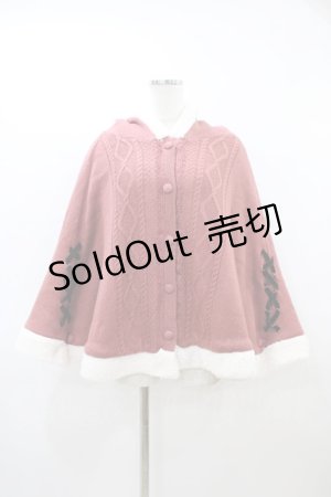 画像: axes femme / 編み上げ裏ボアニットポンチョ M ピンク H-26-03-06-1066-AX-CO-NS-ZH