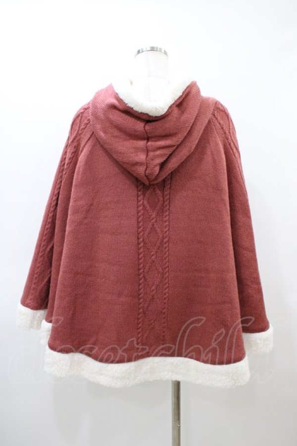 画像2: axes femme / 編み上げ裏ボアニットポンチョ M ピンク H-26-03-06-1066-AX-CO-NS-ZH (2)