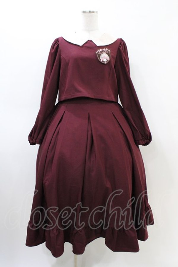 画像1: m petit by misako / サンリオキャラクターズコラボ マイメロディワッペン付きワンピース M ワイン H-26-03-06-1010-LO-OP-NS-ZH (1)
