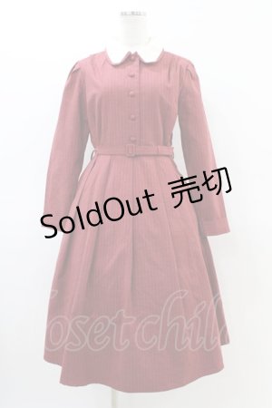 画像: an another angelus / ピンストライプクレリック衿ロングワンピース Free RED H-26-03-06-1011-CA-OP-NS-ZH