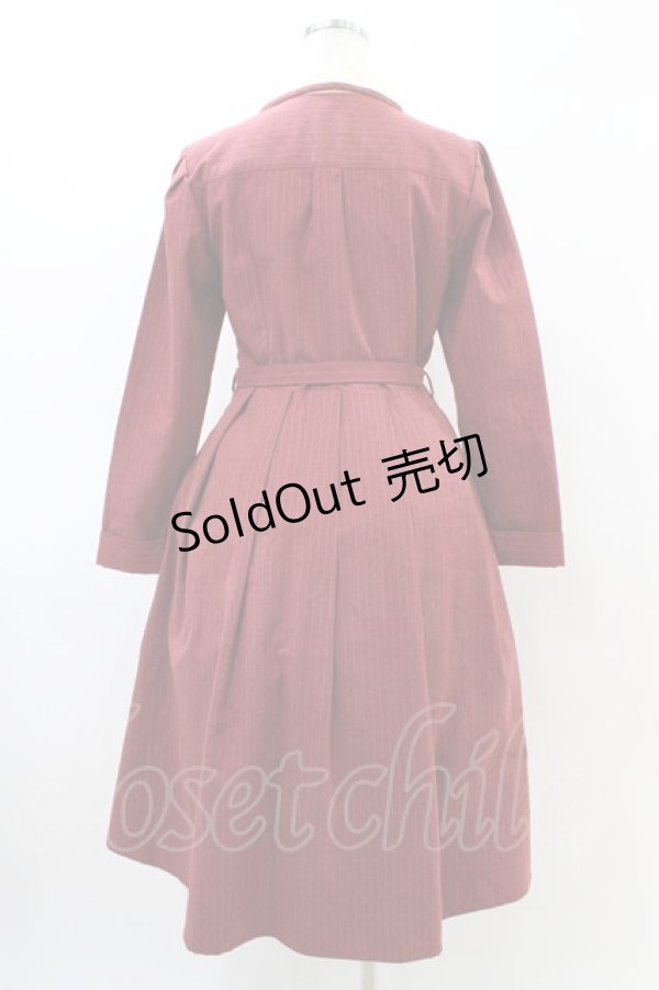 画像2: an another angelus / ピンストライプクレリック衿ロングワンピース Free RED H-26-03-06-1011-CA-OP-NS-ZH (2)