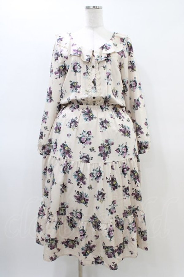 画像1: axes femme / 花柄ロングワンピース M アイボリー H-26-03-06-1015-AX-OP-NS-ZH (1)