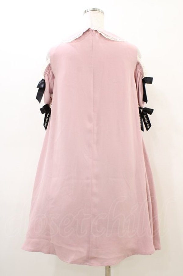 画像2: Ank Rouge / ロゴリボン肩開きワンピース M ピンク H-26-03-06-1024-CA-OP-NS-ZH (2)