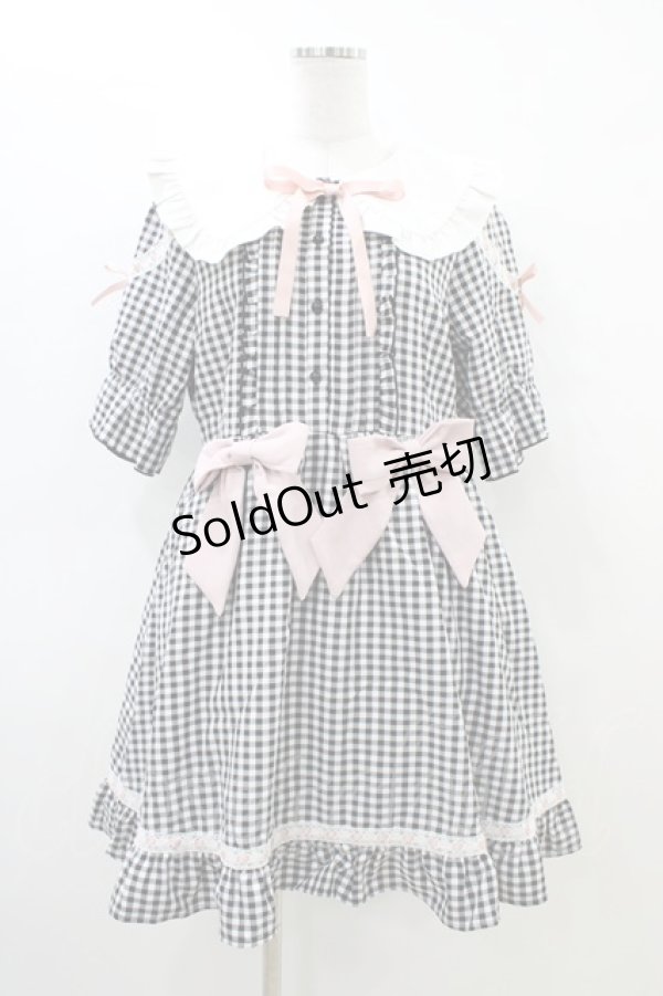 画像1: DearMyLove / 選べる無地orいちご柄ロリータワンピース LL ブラックギンガム H-26-03-06-1026-EL-OP-NS-ZH (1)